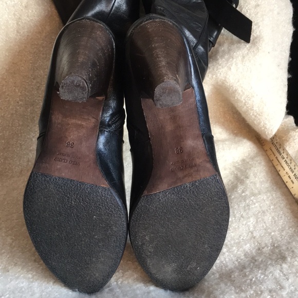 Vera cuoio boots 3 inch heel black leather Sz 8 - Picture 3 of 8